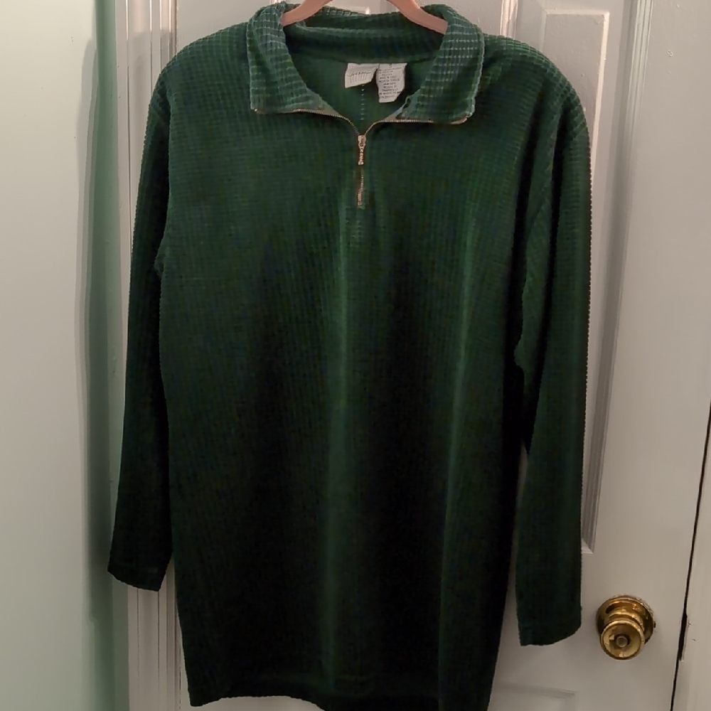 Vintage Jason Maxwell Forest Green Zip-Up Women's Sweater